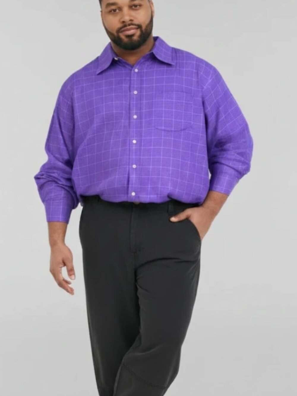 Thomas Pink Finest Twill Purple Glen Plaid Dress Shirt Men's XL - Picture 2 of 13